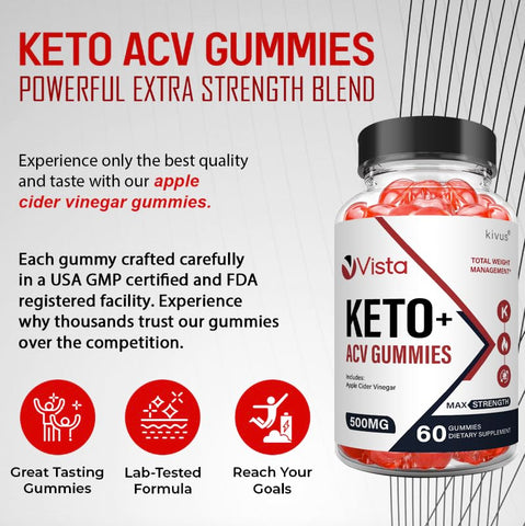 kivus - Kivus Vista Keto Gummies – Gomas Vista Ketogenic ACV (2 Pacotes, 120 Gomas) | Comprimidos de Goma Keto com Vinagre de Maçã | Embalagem Dupla | 120 Gomas | Kivus