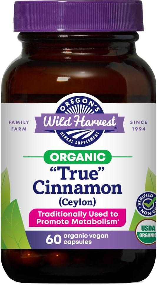 Oregon's Wild Harvest - Oregon’s Wild Harvest Cápsulas Veganas de Canela Verdadeira Ceylon Orgânica 60 Unidades – Marca Oregon’s Wild Harvest