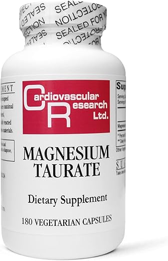 Magnésio Taurato 125 mg Cardiovascular Research, Branco Cremoso, 180 Cápsulas (MAGT2)
