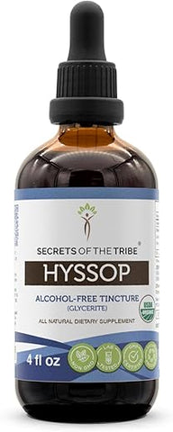 Secrets of the Tribe - Segredos da Tribo – Extrato Líquido de Hyssopus Orgânico sem Álcool, Tintura de Folha e Flor de Hyssopus officinalis (4 FL OZ)