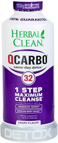 QCarbo32 Bebida Detox Premium de 32 Fl Oz Sabor Uva – Marca Herbal Clean - Herbal Clean