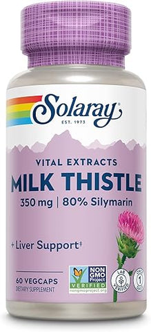 SOLARAY - Solaray Extrato de Semente de Cardo Mariano 350 mg Garantido com 80% de Silimarina, Suporte Tradicional ao Fígado, Vegano – Solaray Extrato de Semente de Cardo Mariano 350 mg 80% Silimarina, Suporte ao Fígado, Vegano