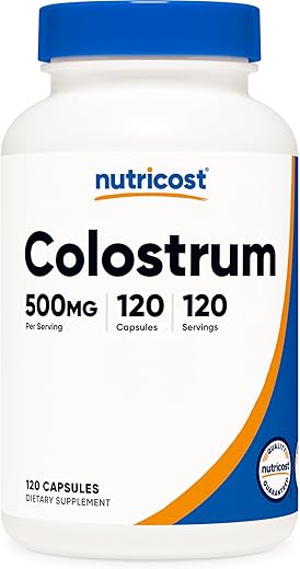 Colostrum 500mg – 120 Cápsulas | Livre de Glúten | Marca Nutricost - Nutricost