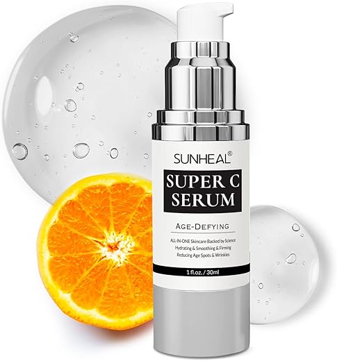 SUNHEAL - Sérum Super C Vitamina para Mulheres acima de 70 anos, Anti-Envelhecimento Rápido, Creme Lifting Facial, Super Hidratante, Suaviza, Levanta e Tonifica, Combate Rugas, Reduz Manchas Escuras e Manchas da Idade