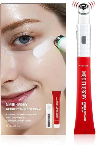 MEDITHERAPY - Creme para os Olhos Wrinkle-fit Tangle, Ponta de Dispositivo Recarregável de Proteína de Colágeno, Tratamento Completo para Olheiras, 20 ml, Massageador para os Olhos (Creme)
