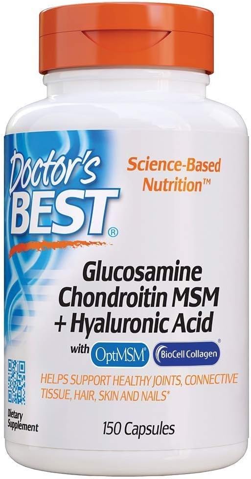 Doctor's BEST - Doctors Best Glucosamina Condroitina MSM Ácido Hialurônico, 150 Cápsulas