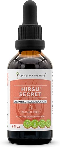 Secrets of the Tribe - Segredos da Tribo – Hirsu Secret, Remoção de Pelos Indesejados no Rosto e Corpo, Extrato Líquido de Ervas em Gotas sem Álcool (60 ml)