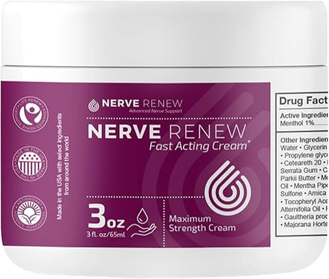 Creme NERVE RENEW Máxima Potência – Fórmula de Creme de Arnica com Ethoxydiglycol, Triglicerídeo Caprílico para Conforto Calmante – 65 ml
