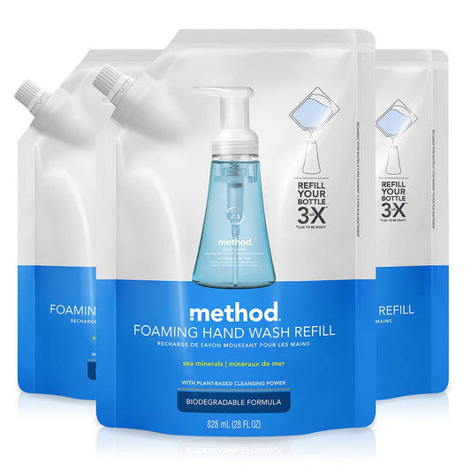 Recarga de Sabonete Líquido para as Mãos Method, Minerais Marinhos, 828 ml (Pacote com 3)
