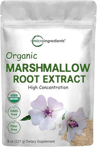 Pó de Raiz de Marshmallow Orgânico Micro Ingredients, 8 Ounce (227g), Livre de Preenchedores e Tradicionalmente Utilizado, Suporta a Saúde Digestiva e Gastrointestinal, Não Irradiado e Sem GMOs, Vegano
