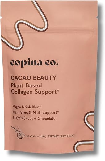 Copina Co. - Cacao Beauty Vegan Collagen Booster Drink Blend: Suporte de Colágeno Vegano à Base de Plantas | Smoothie Cremoso de Sabor Cacau | 1 Pacote – 25 Porções por Pacote