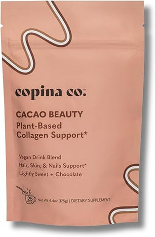 Copina Co. - Cacao Beauty Vegan Collagen Booster Drink Blend: Suporte de Colágeno Vegano à Base de Plantas | Smoothie Cremoso de Sabor Cacau | 1 Pacote – 25 Porções por Pacote