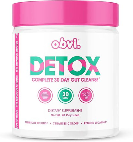 Suplemento Obvi Detox Colon Cleanse | Promove Saúde Digestiva e Intestinal, Alívio de Inchaço, Ajuda a Eliminar Toxinas | Suporte Imunológico com Cardo Mariano, Casca de Psyllium, Folha de Sene | 90 cápsulas
