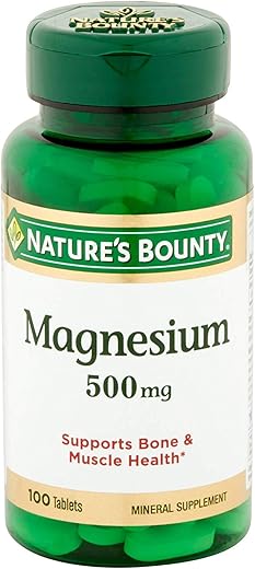 Nature's Bounty - Nature’s Bounty Magnesium 500 mg – 100 comprimidos (Pacote com 5) | Comprimidos de Magnésio 500 mg | Marca Nature’s Bounty