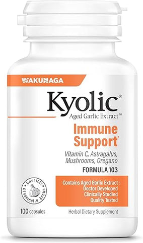 Aged Garlic Extract Fórmula 103 Suporte Imunológico, 100 Cápsulas (Embalagem Pode Variar) - Kyolic