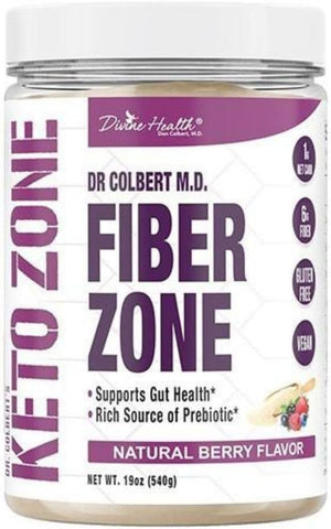 Dr Colbert MD Pó de Fibra Zone | Sabor de Frutas Vermelhas Prebióticos, Insolúveis | 100g - Divine Health