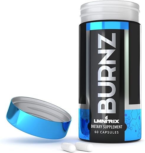 LMNITRIX - Burnz – Queimador de Gordura Termogênico Extremo – Auxílio Poderoso para Perda de Peso, Mais Forte que a Maioria dos Comprimidos Dietéticos – Destruidor Verdadeiro de Platô – Perca Peso Rapidamente para Homens e Mulheres – 60ct