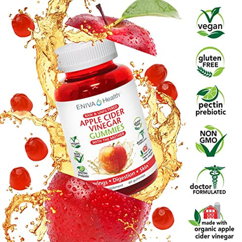 Gomas Gourmet de Vinagre de Maçã 2 Pacotes 120 Unidades – Vitamina Gummy - Eniva Health