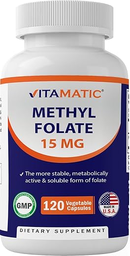 Methyl Folate 15mg – 120 Cápsulas Vegetais – Alta Potência Otimizada e Ativada – Folate Metabolicamente Ativo - Vitamatic