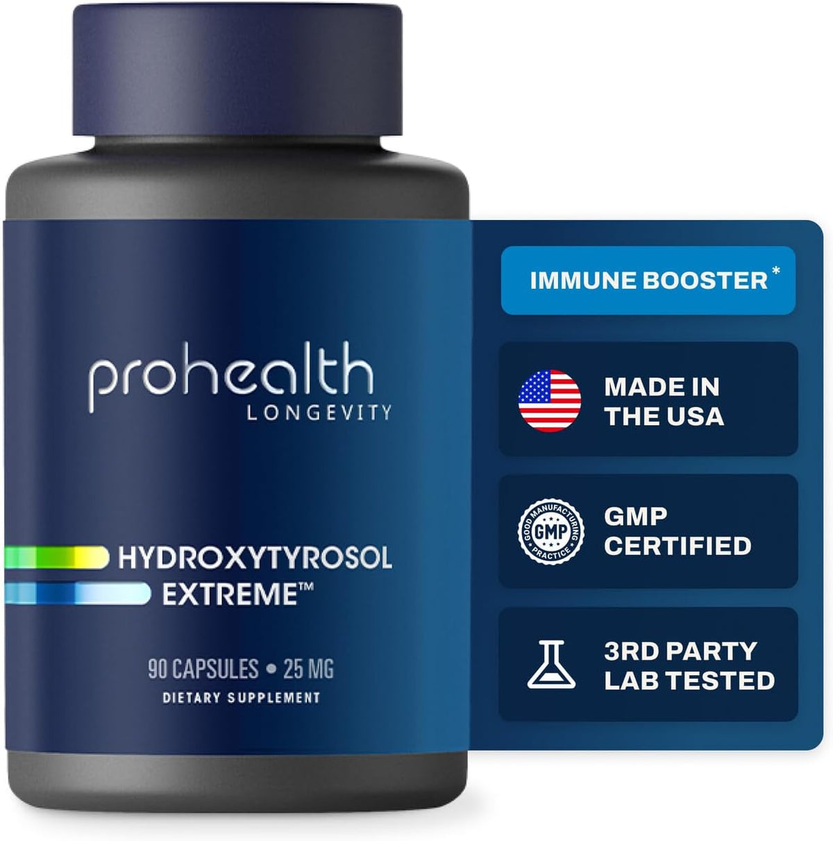 Hydroxytyrosol Extreme – Extrato de Folha de Oliveira Orgânico (90 Cápsulas Vegetarianas) Livre de Glúten e Soja - ProHealth
