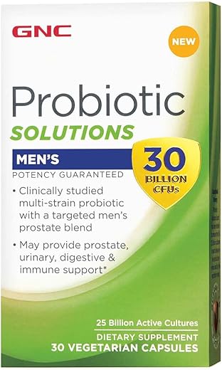 Probiotic Solutions Men’s | Estudo Clínico Multi-Cepas para Homens, Suporte à Saúde Digestiva e Imunológica, Vegetariano | 30 Cápsulas - GNC