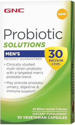 Probiotic Solutions Men’s | Estudo Clínico Multi-Cepas para Homens, Suporte à Saúde Digestiva e Imunológica, Vegetariano | 30 Cápsulas - GNC