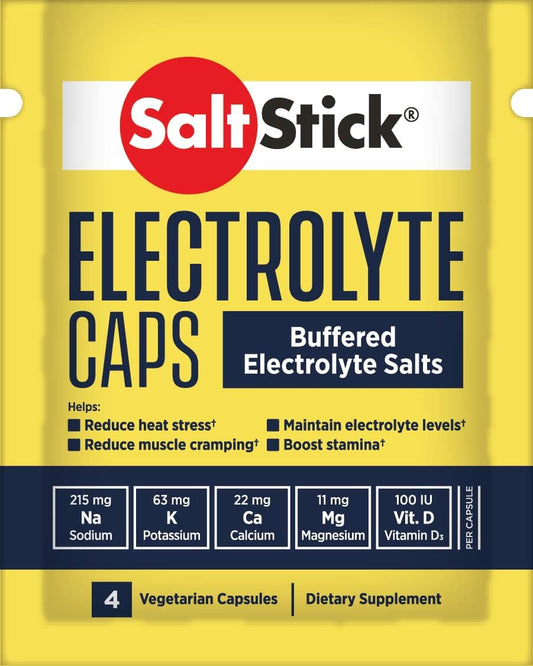 Cápsulas de Eletrólitos – Pílulas de Sal e Eletrólitos para Corrida, Hidratação, Alívio de Cãibras nas Pernas, Recuperação Esportiva – Sal, Magnésio, Potássio, Vitamina D3 – 24 Pacotes, 4g - SaltStick