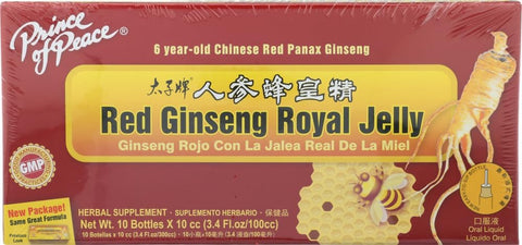 Prince Of Peace - Prince of Peace Suplemento Dietético, Geléia Real de Ginseng Vermelho, 100 ml (10 ampolas x 10 ml) (Pacote com 6)