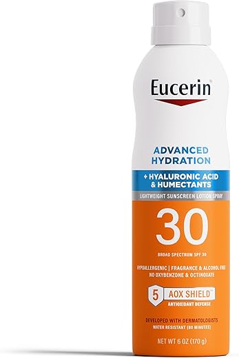 Spray Hidratante Avançado FPS 30, Loção Spray Leve, Hipoalergênico, Sem Fragrância e Álcool, Frasco de 177 ml - Eucerin