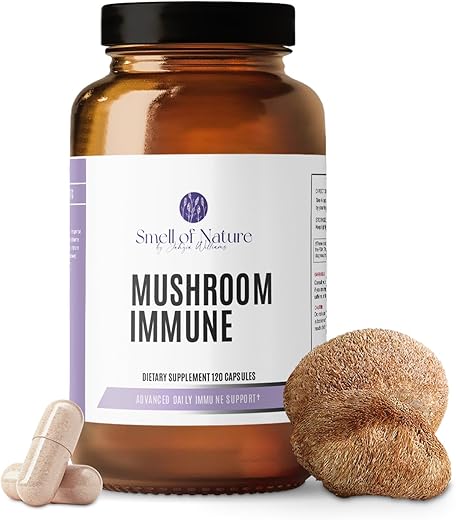 Smell of Nature - Mushroom Immune – Suporte Avançado ao Sistema Imunológico com Maitake, Reishi, Shiitake, Turkey Tail, Vitamina C | Marca: Mushroom Immune