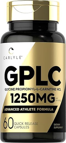 GPLC Glycine Propionyl-L-Carnitine HCL | 1250mg | 60 Cápsulas | Fórmula Avançada para Atletas | Não-OGM, Sem Glúten - Carlyle