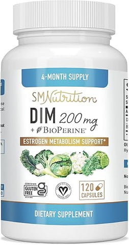 SMNutrition - Suplemento DIM 200 mg (120 Ct) | Equilíbrio de Estrogênio para Mulheres