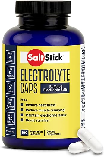Cápsulas de Eletrólitos com Vitamina D | Pílulas de Sal com Eletrólitos para Corrida, Nutrição Esportiva de Resistência | 100 Cápsulas de Eletrólitos - SaltStick