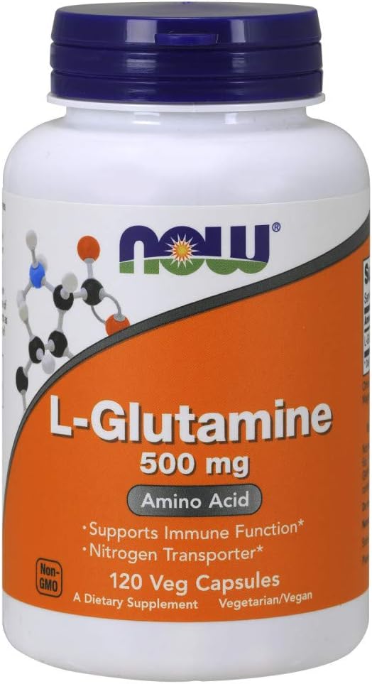 L-Glutamina 500mg – 120 cápsulas (Pacote com 2) | Aumente sua performance com L-Glutamina de alta qualidade - NOW Foods