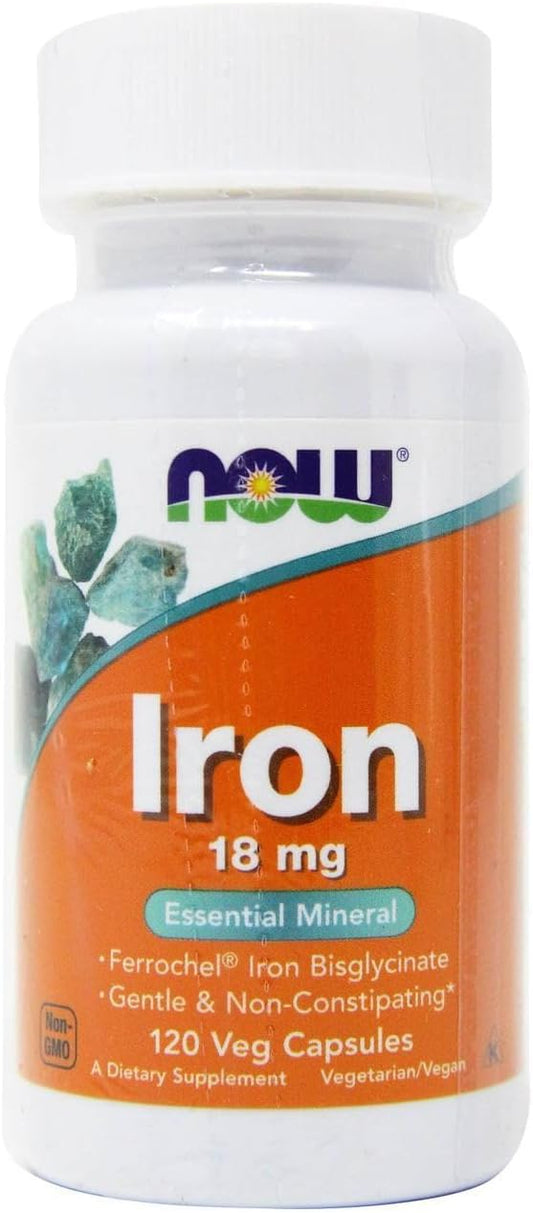 NOW Foods - Now Foods Ferrochel(r) Ferro, 120 Vcaps 18 mg (Pack de 2) – Aumente sua energia com o Ferro de alta qualidade da Now Foods