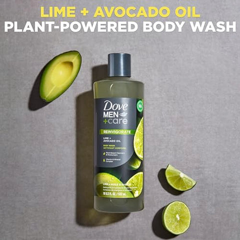 DOVE MEN + CARE - DOVE MEN CARE Sabonete Líquido Limão e Óleo de Abacate 4 Unidades para Reconstruir a Pele no Banho com Agentes de Limpeza e Hidratantes à Base de Plantas 532 ml