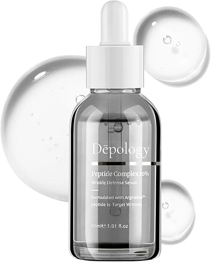 Peptide Complex 10%% Defesa contra rugas | Soro de Peptídeo Argireline™ | Soro Hidratante para o Rosto que combate Rugas Dinâmicas | Vitamina C - depology
