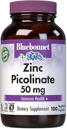 Nutrition – Cápsulas Vegetais de Zinco Picolinato 50 mg, Melhor para Hormônios - Bluebonnet
