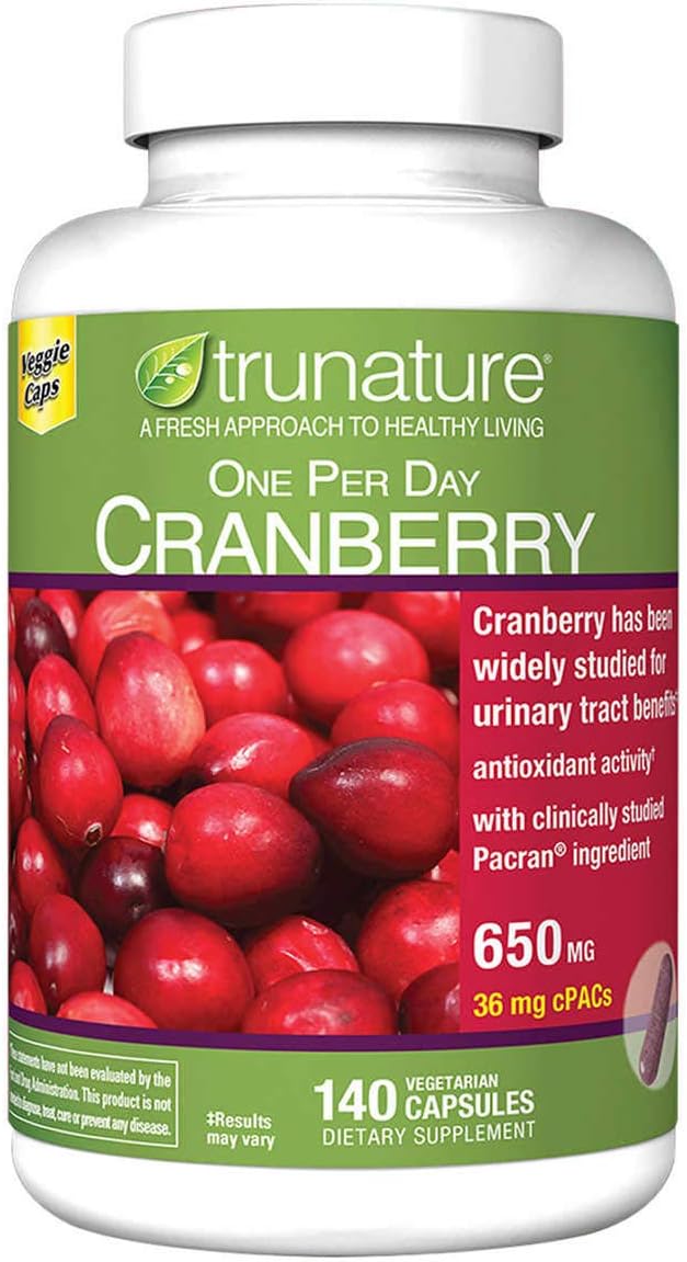 TruNature - trunature Cranberry 650 mg – 140 Cápsulas Vegetarianas (2 Pacotes) – Marca trunature