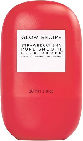 Strawberry BHA Pore-Smooth Blur Drops – Primer Facial Antioxidante – Redutor de Poros – Sem Silicone e Óleo – Soro Facial para Mulheres - Glow Recipe