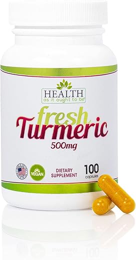 Cápsulas de Cúrcuma Fresca 500 mg | Extrato Padronizado para Efeito Ótimo | 100 Cápsulas - Health As It Ought To Be
