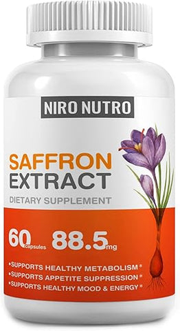 Niro Nutro - Cápsulas de Extrato Orgânico de Açafrão para os Olhos – Suplemento de Açafrão, 100% Natural e Potente (60 cápsulas)