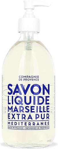 La Compagnie de Provence - Compagnie de Provence Sabonete Líquido Extra Puro de Marseille – Mar Mediterrâneo – Frasco de Vidro com Bomba de 500ml