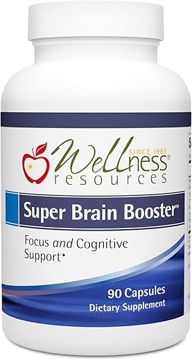 Super Brain Booster com Fosfatidilserina, N-Acetil Tirosina, Alpha GPC e Bacopa para Clareza Mental, Foco e Memória (90 Cápsulas) - Wellness Resources