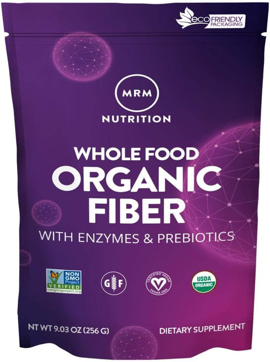 Nutrition Fibra Orgânica de Alimentos Integrais | com Enzimas Prebióticas | Fibras Insolúveis Solúveis | Saúde Digestiva Regularidade | 6g de Fibra por Porção | 32 Porções - MRM