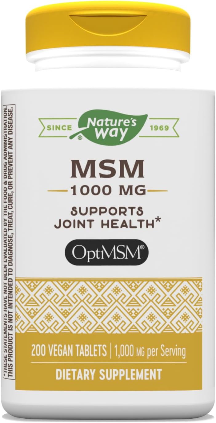 Nature's Way - Nature’s Way MSM 1000 mg – Suplemento para Saúde das Articulações – Com Metilsulfonilmetano – Livre de Glúten – 60 Cápsulas