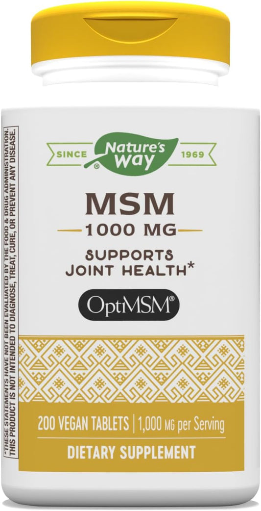 Nature's Way - Nature’s Way MSM 1000 mg – Suplemento para Saúde das Articulações – Com Metilsulfonilmetano – Livre de Glúten – 60 Cápsulas