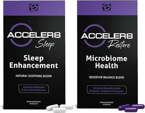 BEPIC - ACCELER8 Sleep e ACCELER8 Restore – Fornecimento de 30 Dias (60 Cápsulas) | Gerencie o Peso e Tenha um Sono Reparador com ACCELER8 Sleep e Restore (Embalagem Pode Variar)
