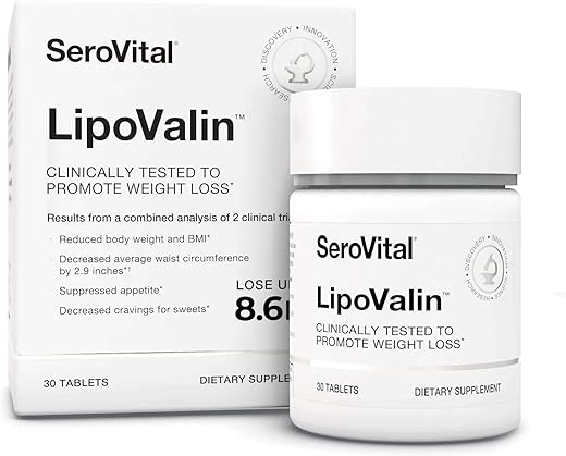 LipoValin – Pílulas de Emagrecimento Clinicamente Validadas para Mulheres – Suplemento para Perda de Peso, Supressor de Apetite, Livre de Estimulantes – 30 Comprimidos - Serovital