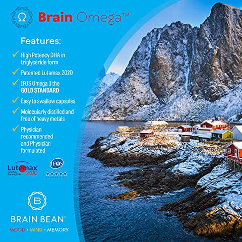Brain Bean - Brain Omega com Luteína – Potencialize sua saúde cerebral – 60 cápsulas de 1000mg